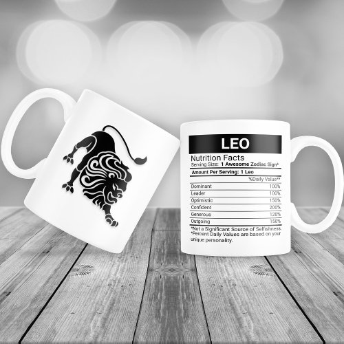 Leo Zodiac Sign with Nutrition Facts Giant Coffee Mug