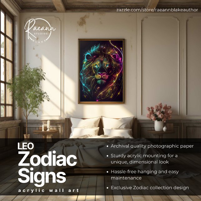 Leo Zodiac Signs Celestial Acrylic Wall Art (Creator Uploaded)