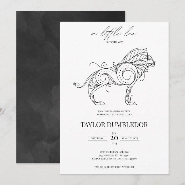 Leo Zodiac Star Sign Astrology Baby Shower Invitation (Front/Back)