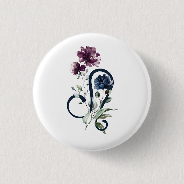 Leo Zodiac Star Sign Button (Front)