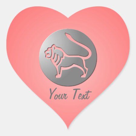 Leo Zodiac Star Sign Silver Pink Heart Shape Heart Sticker