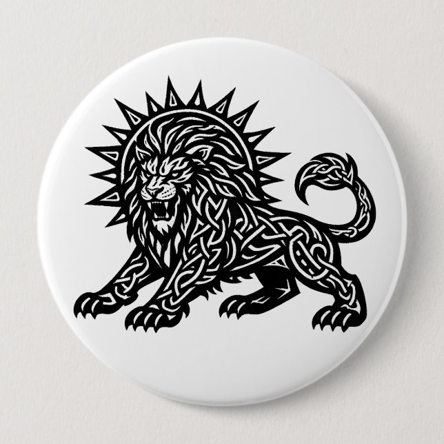 Leo Zodiac Sun‑Mane Lion | BurnsInHell Button (Front)