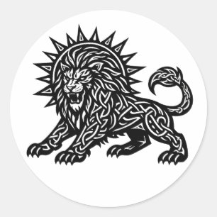 Leo Zodiac Sun‑Mane Lion BurnsInHell Classic Round Sticker