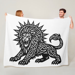 Leo Zodiac Sun‑Mane Lion   BurnsInHell Fleece Blanket