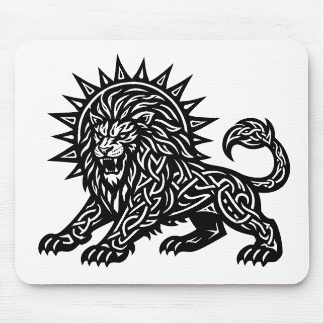 Leo Zodiac Sun‑Mane Lion | BurnsInHell Mouse Pad (Front)