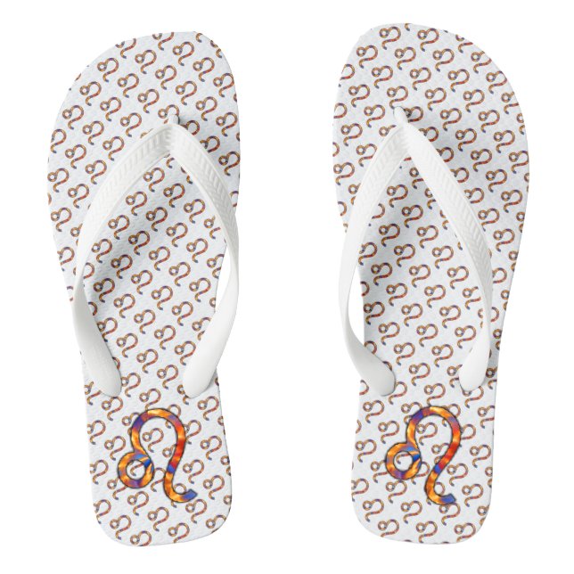 Leo Zodiac Symbol Element by Kenneth Yoncich Flip Flops (Footbed)