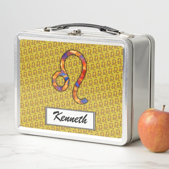 Leo Zodiac Symbol Element by Kenneth Yoncich Metal Lunch Box (In Situ)