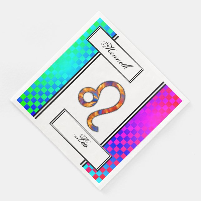 Leo Zodiac Symbol Element by Kenneth Yoncich Paper Dinner Napkins (Corner)