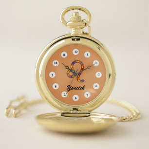 Leo Zodiac Symbol Element (Cf) by K Yoncich Pocket Watch