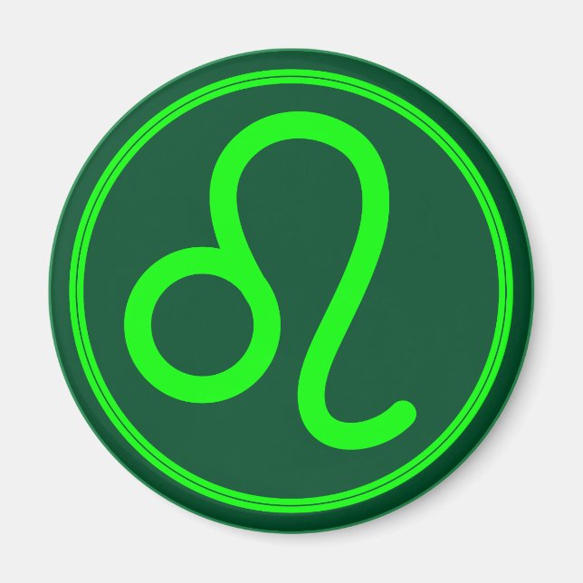 Leo Zodiac Symbol Green Contrast Magnet (Front)