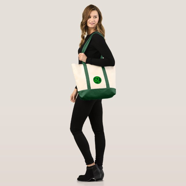 Leo Zodiac Symbol Green Contrast Tote Bag (Front (Model))
