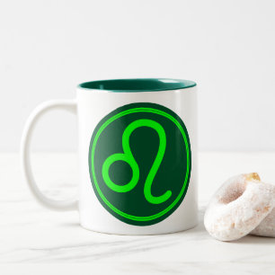 Leo Zodiac Symbol Green Contrast Two-Tone Coffee Mug