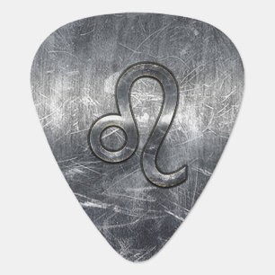 Leo Zodiac Symbol in Grunge Distressed Style Guitar Pick