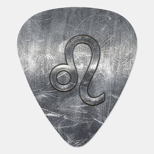 Leo Zodiac Symbol in Grunge Distressed Style Guitar Pick (Front)