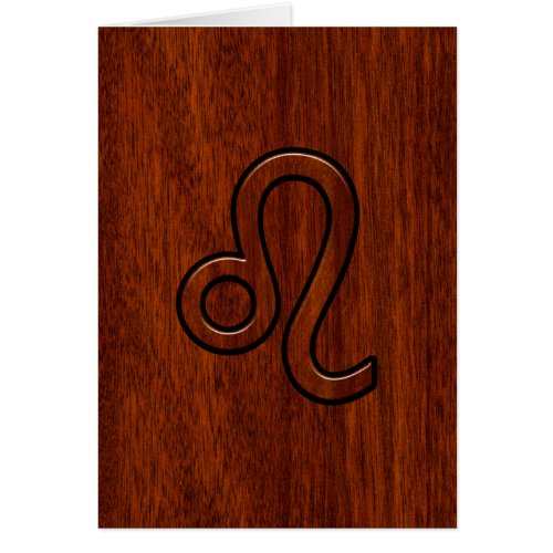 Leo Zodiac Symbol in Mahogany wood style decor