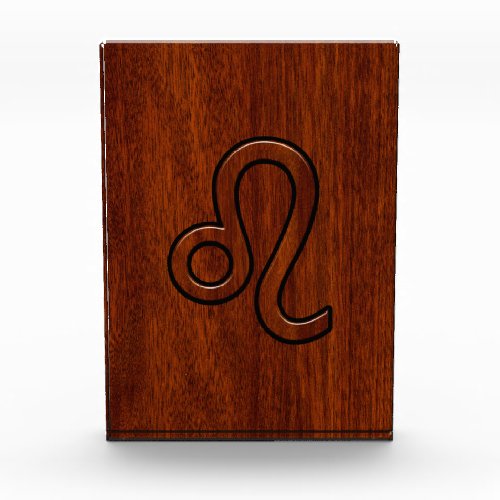 Leo Zodiac Symbol in Mahogany wood style decor Acrylic Award
