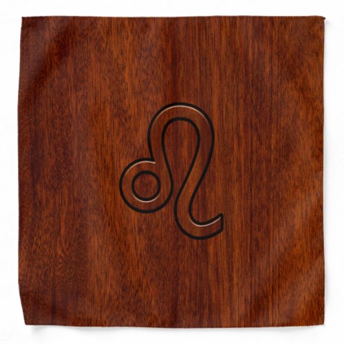 Leo Zodiac Symbol in Mahogany wood style decor Bandana