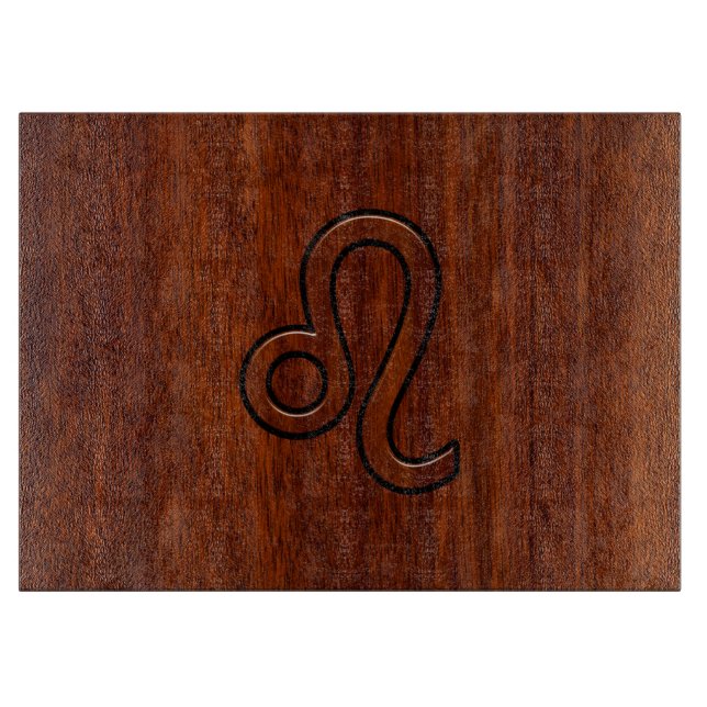 Leo Zodiac Symbol in Mahogany wood style decor Cutting Board (Front)