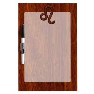 Leo Zodiac Symbol in Mahogany wood style decor Dry-Erase Board
