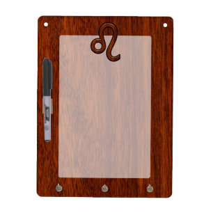Leo Zodiac Symbol in Mahogany wood style decor Dry Erase Board
