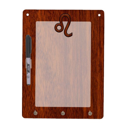 Leo Zodiac Symbol in Mahogany wood style decor Dry Erase Board