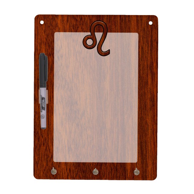 Leo Zodiac Symbol in Mahogany wood style decor Dry Erase Board (Front)