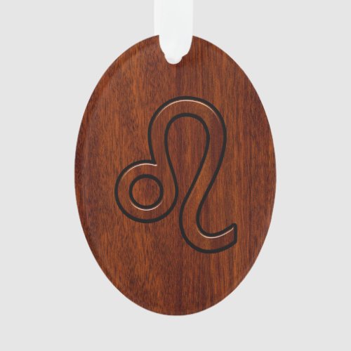 Leo Zodiac Symbol in Mahogany wood style decor Ornament