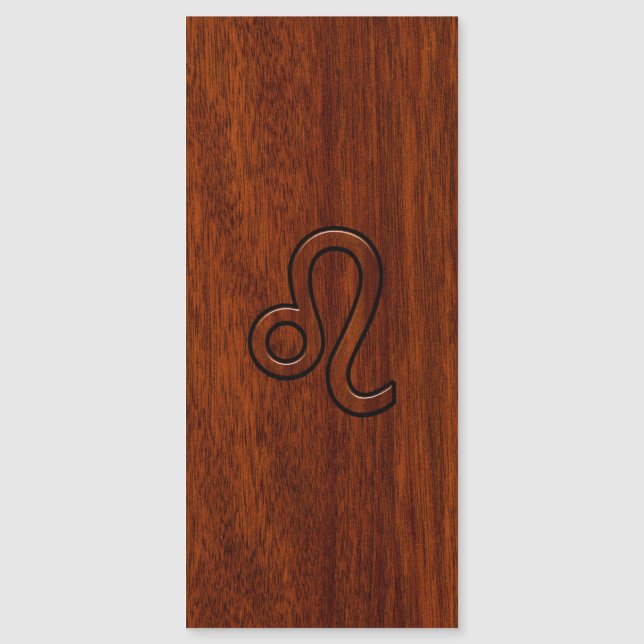 Leo Zodiac Symbol in Rich Mahogany wood style (Front)