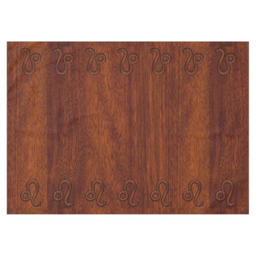 Leo Zodiac Symbol in Rich Mahogany wood style Tablecloth