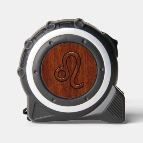 Leo Zodiac Symbol in Rich Mahogany wood style Tape Measure