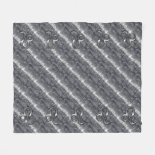 Leo Zodiac Symbol in Silver Steel Style Fleece Blanket