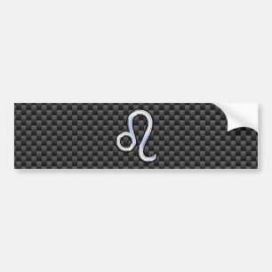 Leo Zodiac Symbol on Carbon Fiber Style Print Bumper Sticker