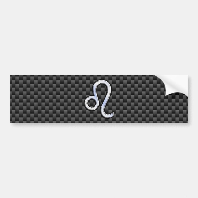 Leo Zodiac Symbol on Carbon Fiber Style Print Bumper Sticker (Front)