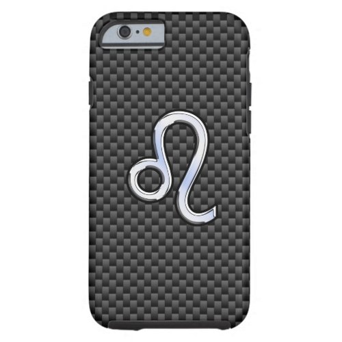 Leo Zodiac Symbol on Carbon Fiber Style Print Tough iPhone 6 Case