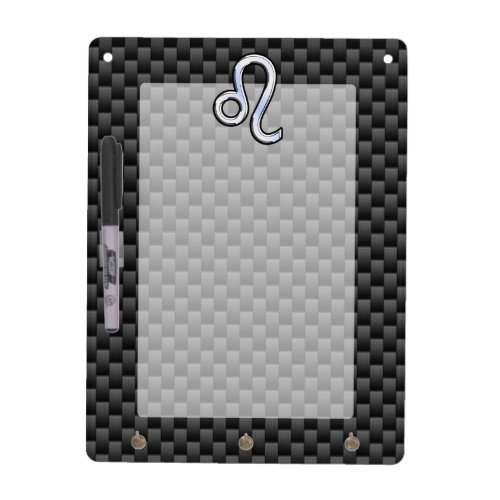 Leo Zodiac Symbol on Carbon Fiber Style Print Dry_Erase Board