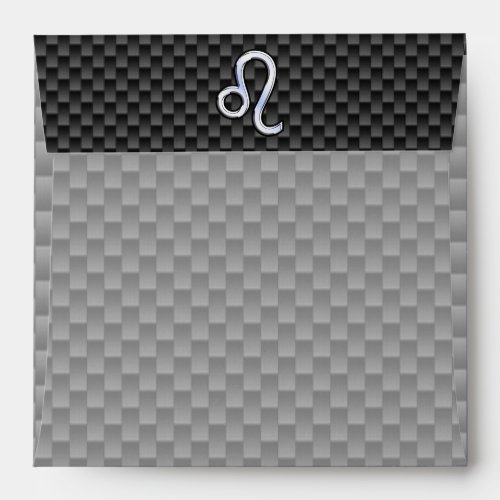 Leo Zodiac Symbol on Carbon Fiber Style Print Envelope