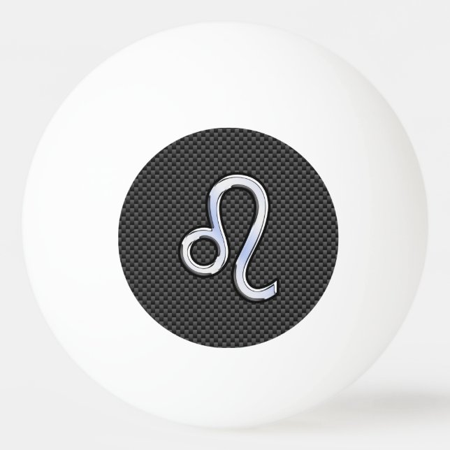 Leo Zodiac Symbol on Carbon Fiber Style Print Ping-Pong Ball (Front)