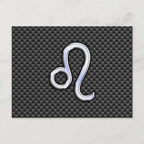 Leo Zodiac Symbol on Carbon Fiber Style Print Postcard