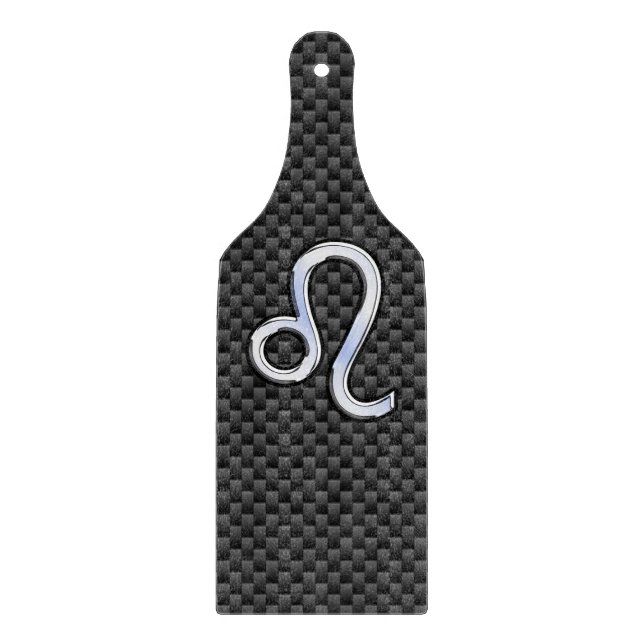 Leo Zodiac Symbol on Charcoal Carbon Fiber Decor Cutting Board (Front)