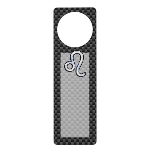 Leo Zodiac Symbol on Charcoal Carbon Fiber Decor Door Hanger