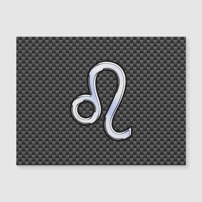 Leo Zodiac Symbol on Charcoal Carbon Fiber Print (Front)