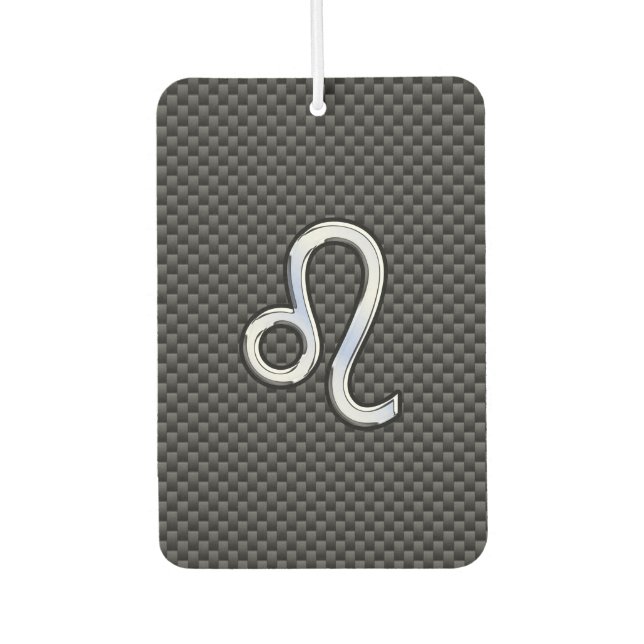 Leo Zodiac Symbol on Charcoal Carbon Fiber Print Air Freshener (Front)