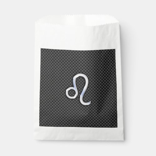 Leo Zodiac Symbol on Charcoal Carbon Fiber Print Favor Bag
