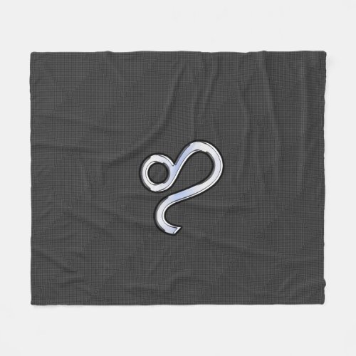 Leo Zodiac Symbol on Charcoal Carbon Fiber Print Fleece Blanket