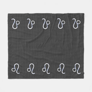 Leo Zodiac Symbol on Charcoal Carbon Fiber Print Fleece Blanket