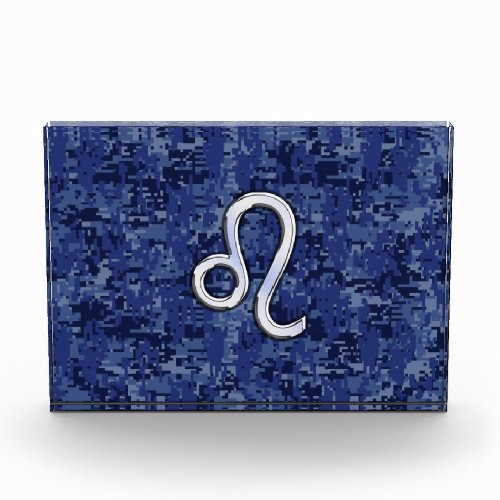 Leo Zodiac Symbol on Navy Blue Digital Camo Award