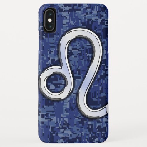 Leo Zodiac Symbol on Navy Blue Digital Camouflage iPhone XS Max Case