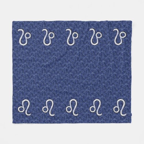 Leo Zodiac Symbol on Navy Blue Digital Camouflage Fleece Blanket