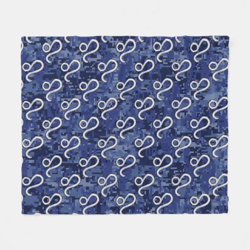 Leo Zodiac Symbol on Navy Blue Digital Camouflage Fleece Blanket