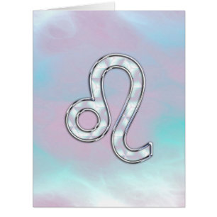 Leo Zodiac Symbol on Pastels Nacre Style Print Cards